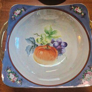vintage lusterware handpainted bowl with a fruit display made in japan